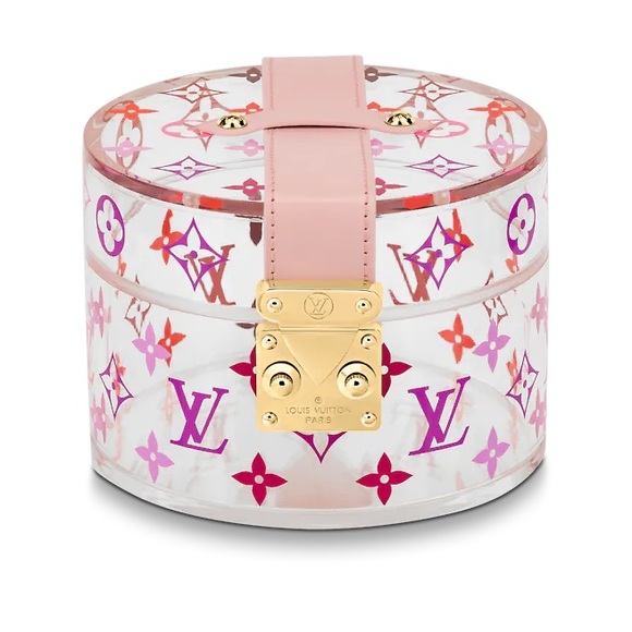 🆕 Authentic Louis Vuitton Pink Multicolor Scott Trunk Monogram Plexiglass Box - Picture 1 of 4